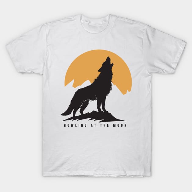 Wolf Howling at the moon T-Shirt by Yopi